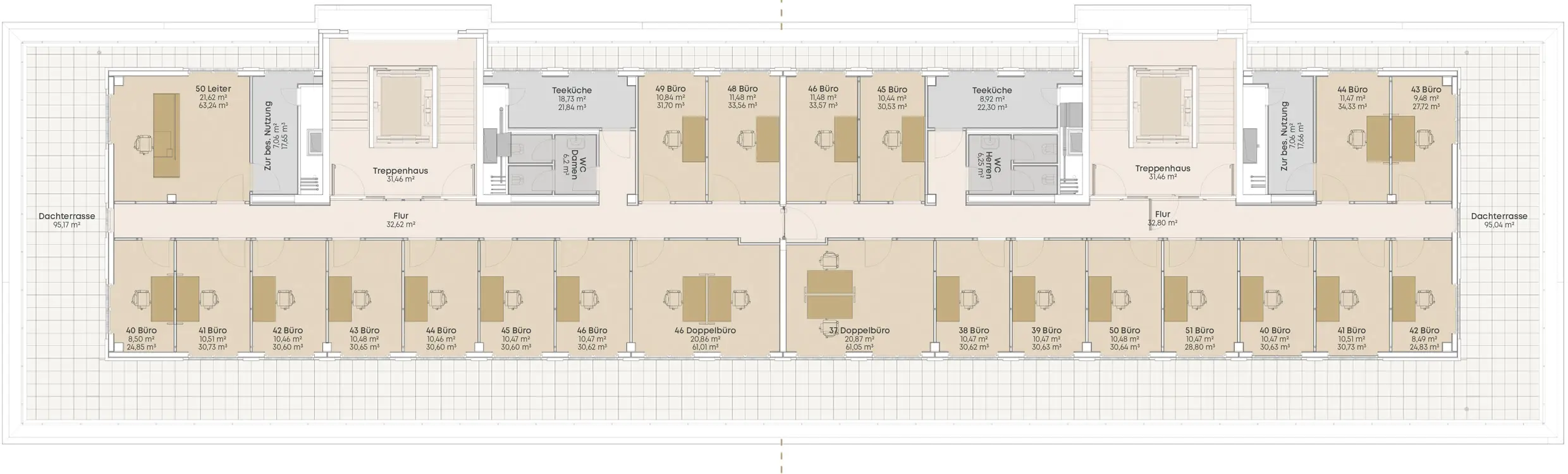 Grafik: Grundriss 4. Obergeschoss in Haus 3 Palais Diadem und Haus 4 Palais Clivia