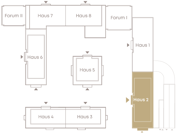 Grafik: Lageplan mit Lage von Haus 2 Palais Saphir im 1. Bauabschnitt des Rhein-Palais Bonn