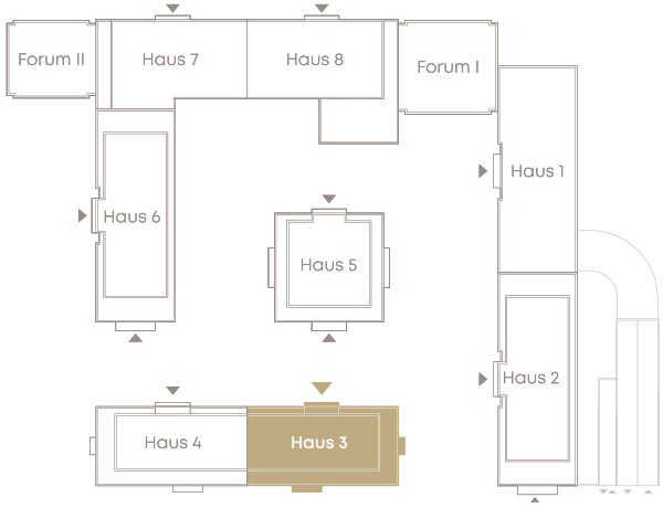 Grafik: Lageplan mit Lage von Haus 3 Palais Diadem im 1. Bauabschnitt des Rhein-Palais Bonn