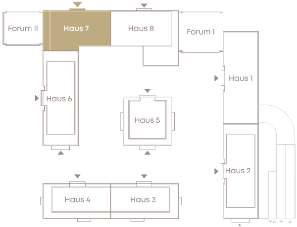 Grafik: Lageplan mit Lage von Haus 7 Palais Sirius im 1. Bauabschnitt des Rhein-Palais Bonn